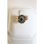 A 9ct gold sapphire & diamond triple ring set size L 1/2