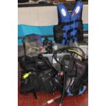 A box of scuba diving & snorkelling equipment (untested)