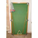 A vintage table top snooker table with balls & cues. collection only