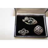 Three Sterling silver Kit Heath brooches
