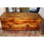 A large treated pine storage box on wheels. l155cm x 60cmw x 68cmh. collection only