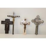 A selection of four assorted vintage crucifixes