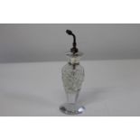 A cut glass & hallmarked silver topped atomizer/scent bottle. 16cm h