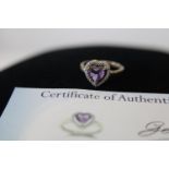 A 9ct white gold amethyst & diamond ring 2.5 grams total