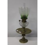 A quality Victorian brass & glass oil lamp, with original glass shade. 52cm tall