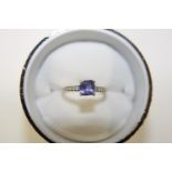 A 10ct gold Iolite & diamond ring size K 1/2