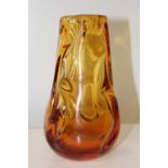 A Whitefriars tangerine coloured vase. 18cm tall