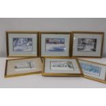 Six gilt framed prints by a London artist. 29cm x 24cm