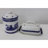 A Ringtons butter dish and storage jar