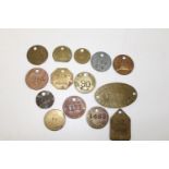 Fourteen assorted colliery miners pit tokens