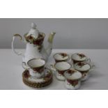 A fifteen piece Royal Albert OCR coffee service, hairline crack to the bottom of the sugar bowl