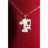 A 9ct yellow & white gold 'No 1 Mum' pendant & chain