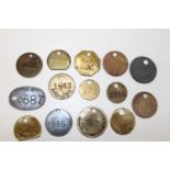 Fourteen assorted colliery miners pit tokens