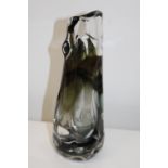 A Whitefriars smokey coloured glass vase. 26cm tall