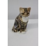 A hand crafted & signed ceramic cat figure. 19cm tall