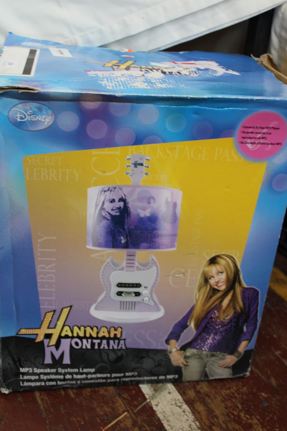 A boxed Hannah Montana bedside lamp