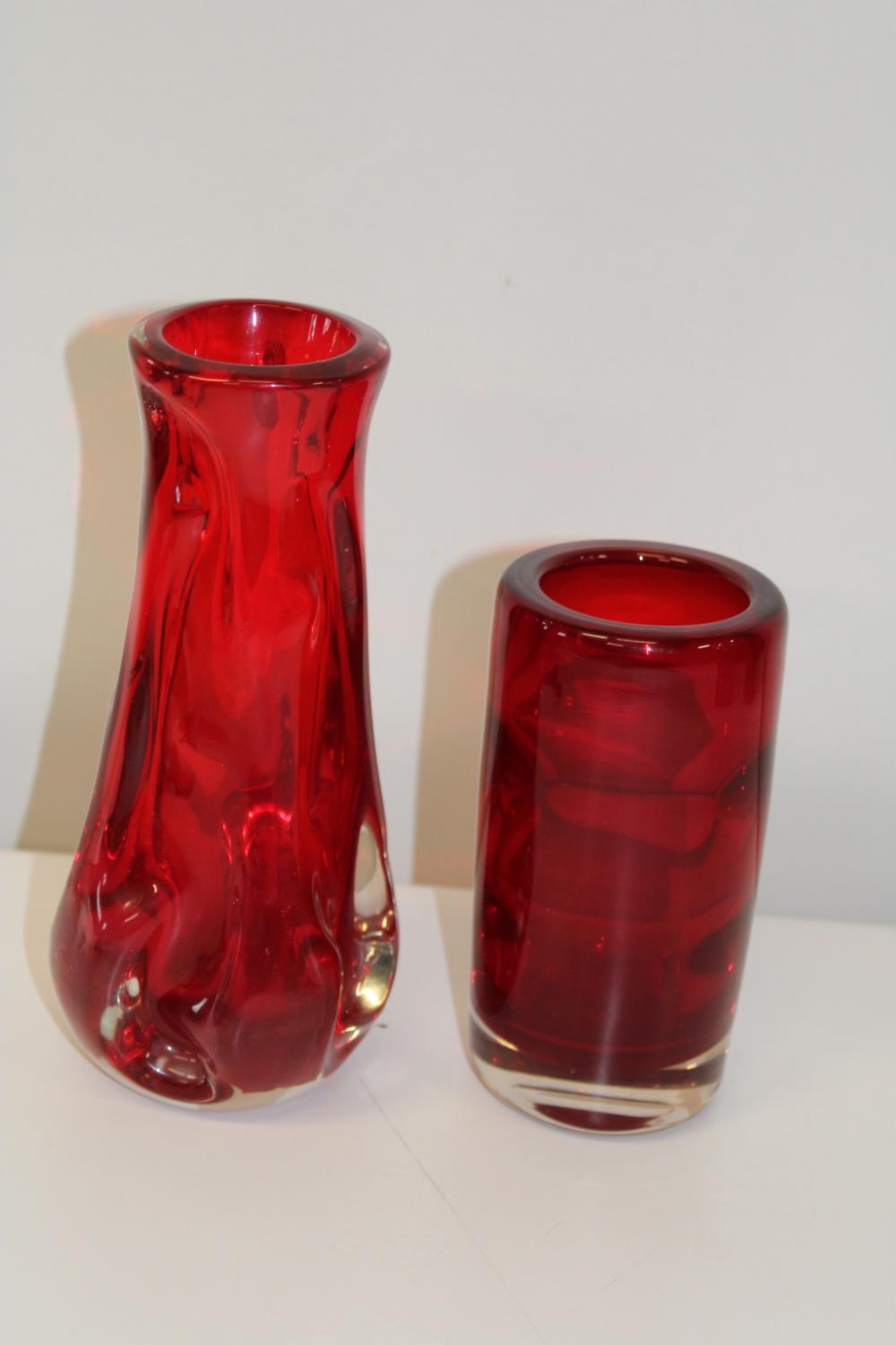 Two pieces of classic Whitefriars art glass. Largest is 24cm tall