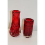 Two pieces of classic Whitefriars art glass. Largest is 24cm tall