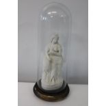 Vintage Parionware sculpture Lady 'Ruth' in glass dome. Overall height 49cm.
