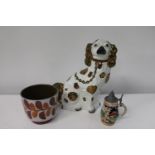 Three pieces of collectable ceramics including a West German art pottery bowl