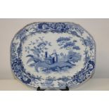 A antique blue & white meat plate