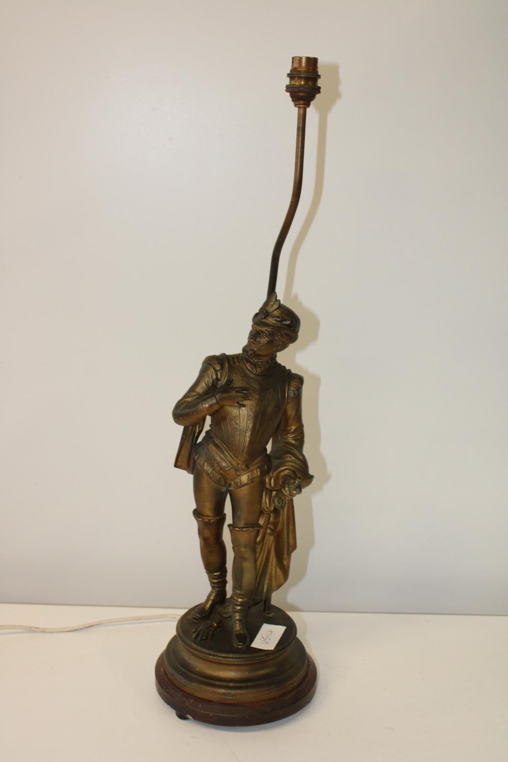 A large novelty lamp in spelter (sold as seen) 65cm tall.