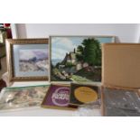 A box of assorted artwork & new frames