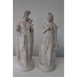 Two ceramic Classical figurines (as found) 38cm tall