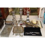 A selection of silver plated ware & other items