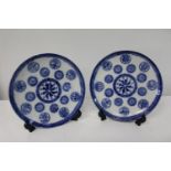 A pair of Chinese 19th century blue & white plates