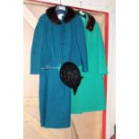 A Ladies vintage two piece outfit, coat and hat