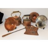 A box of assorted vintage copper items