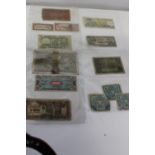 An assortment of vintage bank notes