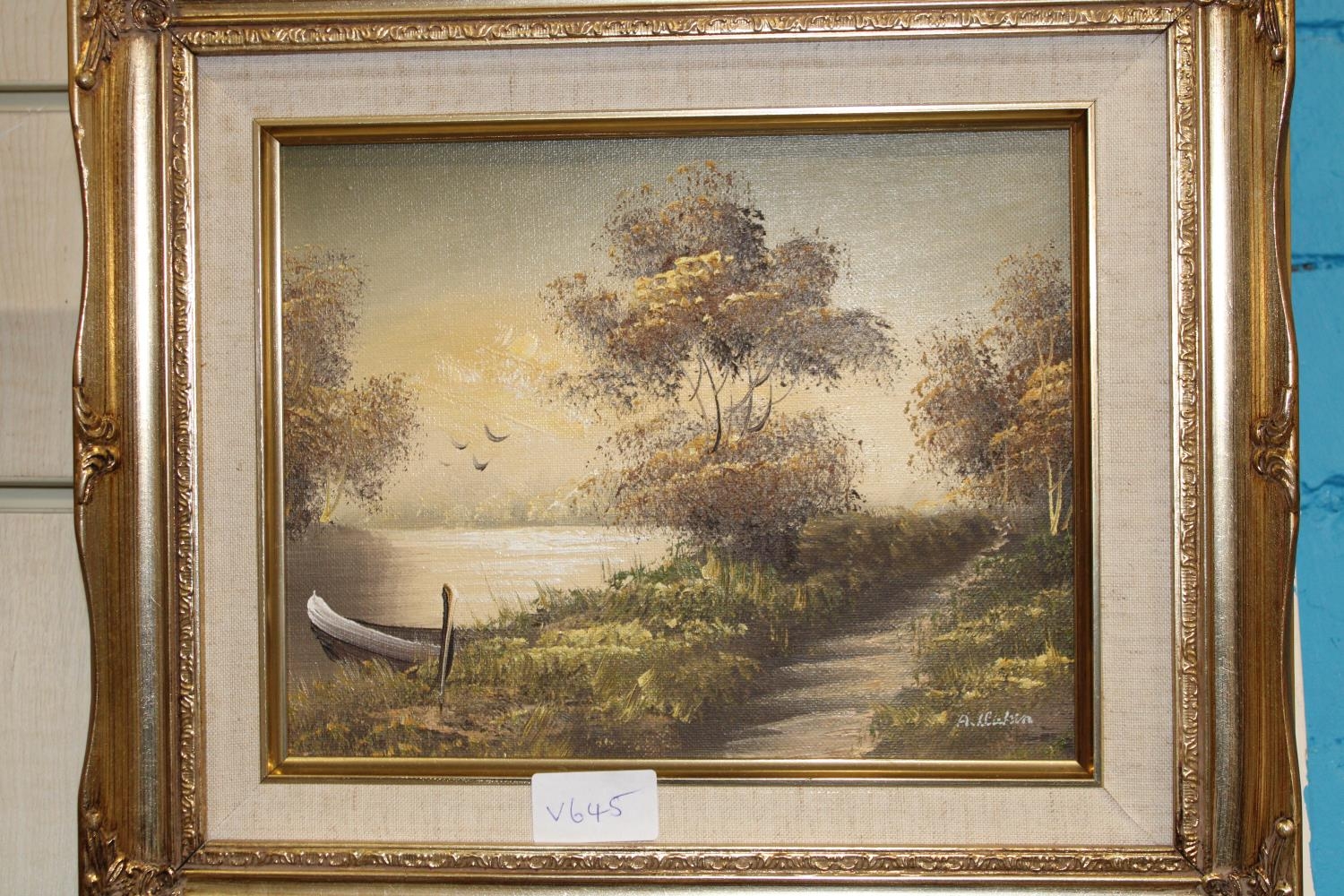 A small gilt framed oil on canvas, artist unknown 36cm x 30cm