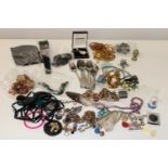 A box of assorted costume jewellery