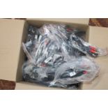 A box of new assorted audio cables