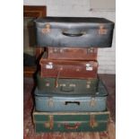 Six vintage suitcases collection only