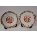 A pair of Chinese export plates depicting rural living