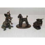 Three small Jeanne Rynhart sculptures hand finished in cold cast bronze. Largest 14cm tall