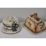 Two antique cheese dishes & covers