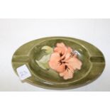 A Walter Moorcroft 6 inch hibiscus ash tray with label