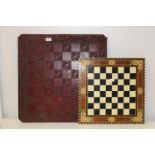 Two large wooden chess boards