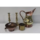A selection of vintage brass & copper ware