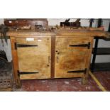 A retro school wood working bench (tools on top not included) collection only