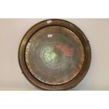 Large oriental brass charger 60cm in diameter