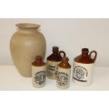 A selection of salt glazed pottery largest vase 30cm in height