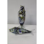 Two 1970's art glass coloured fish 38cm in length