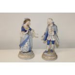 A pair of late 19th century Dresden ceramic figures 27cm cm tall