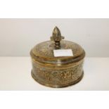 A antique lidded brass pot