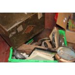 A large box of misc including brass ware etc collection only